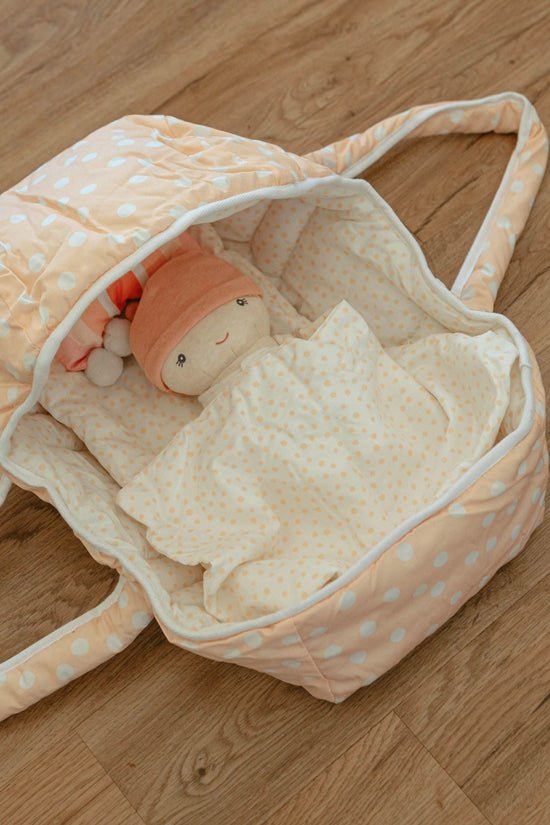 Dots and Rainbows Doll Carrier with Cookie
